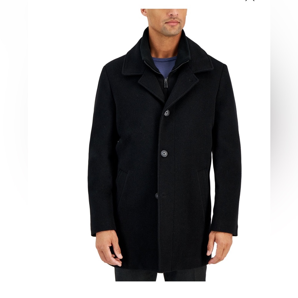Calvin Klein Black Pea Coat Men’s Wool